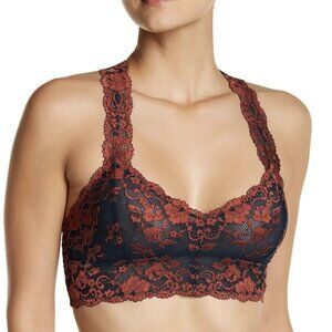 Free People Intimately Lace Racerback Bralette (Size XS) Wild Roses Galloon Bra